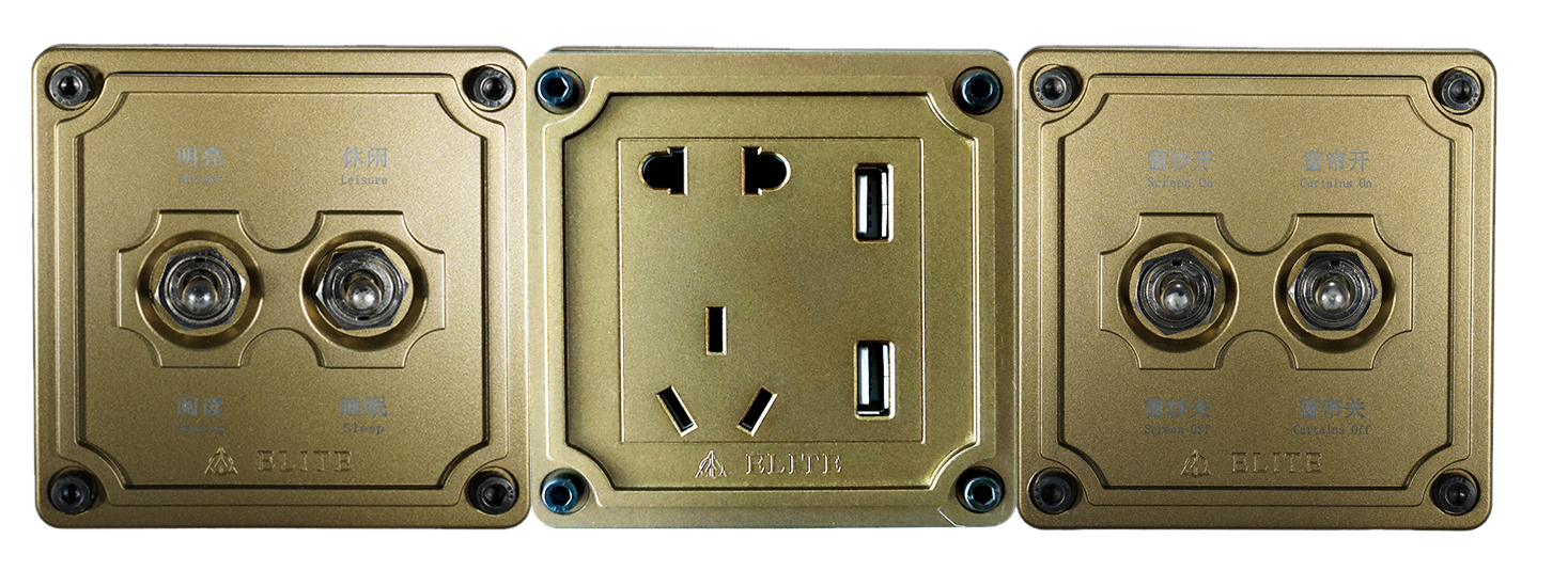 Vintage Gold Series lighting USB and curtain control configuration