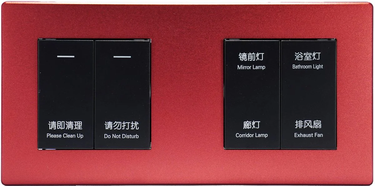 Borui Red Matte Room Status and Four-Key Switch Panel