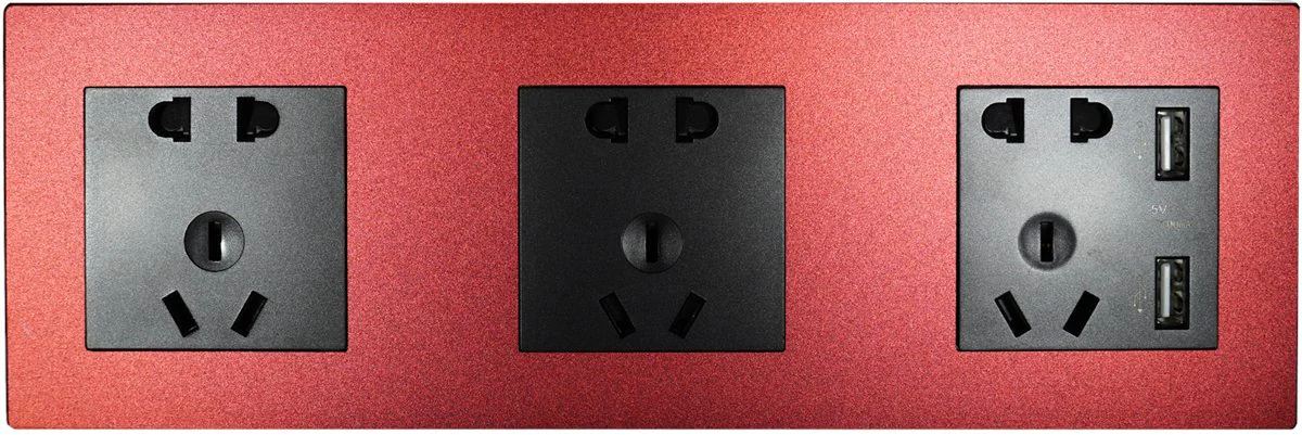 Borui Red Matte Triple Socket Panel