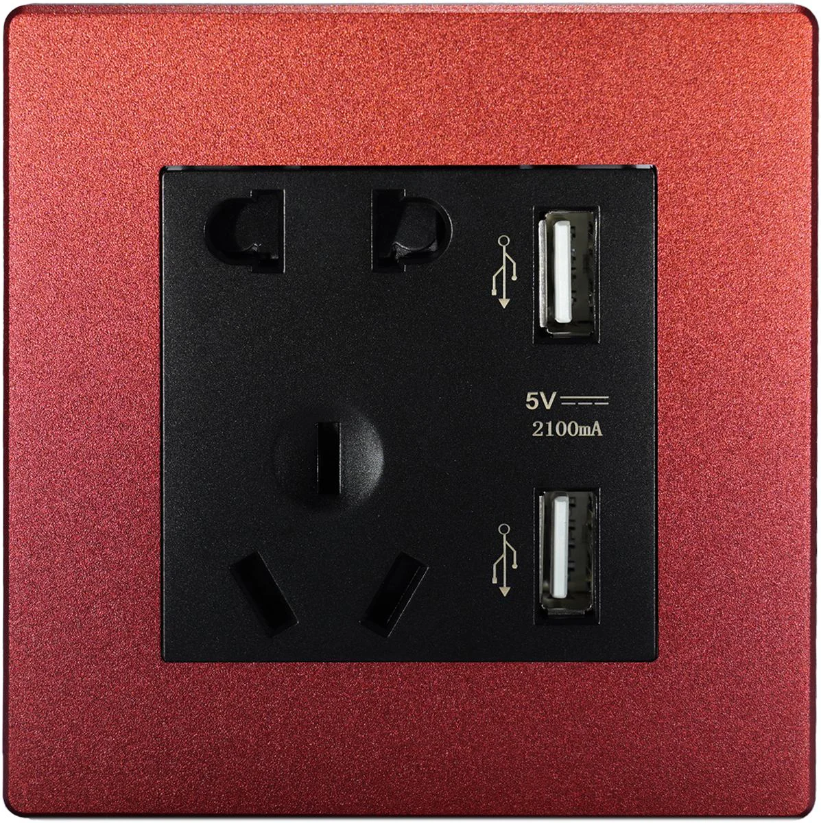 Borui Red Matte USB Five-Hole Socket