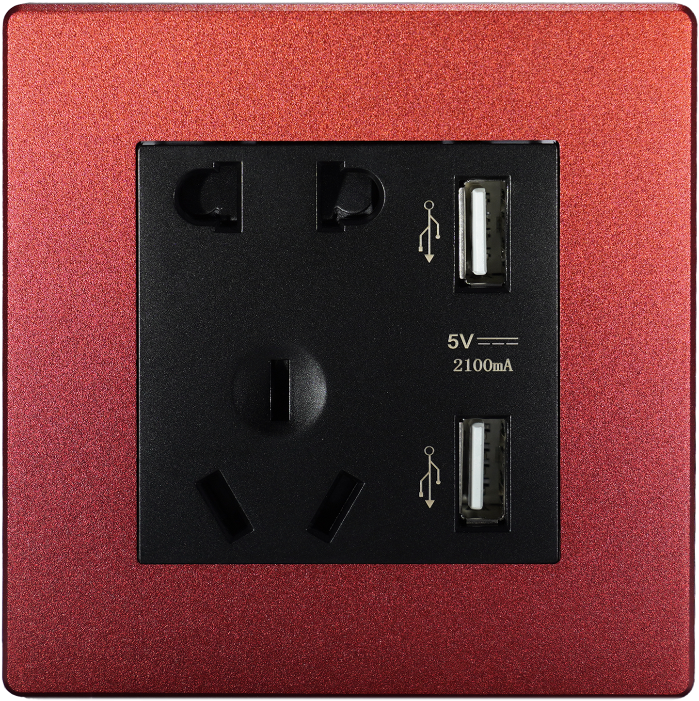 Borui red matte USB five-hole socket front view