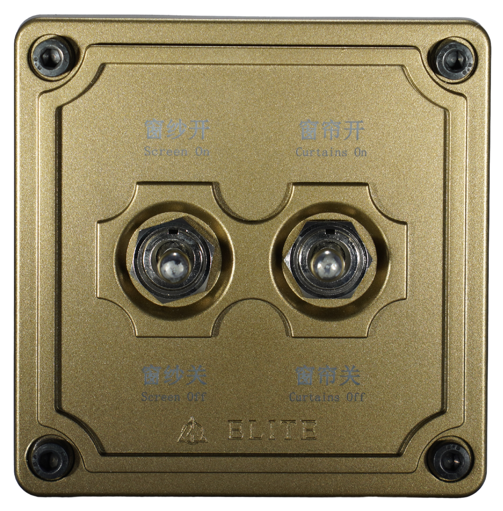 Vintage gold four-key smart switch panel for lighting curtain and screen control