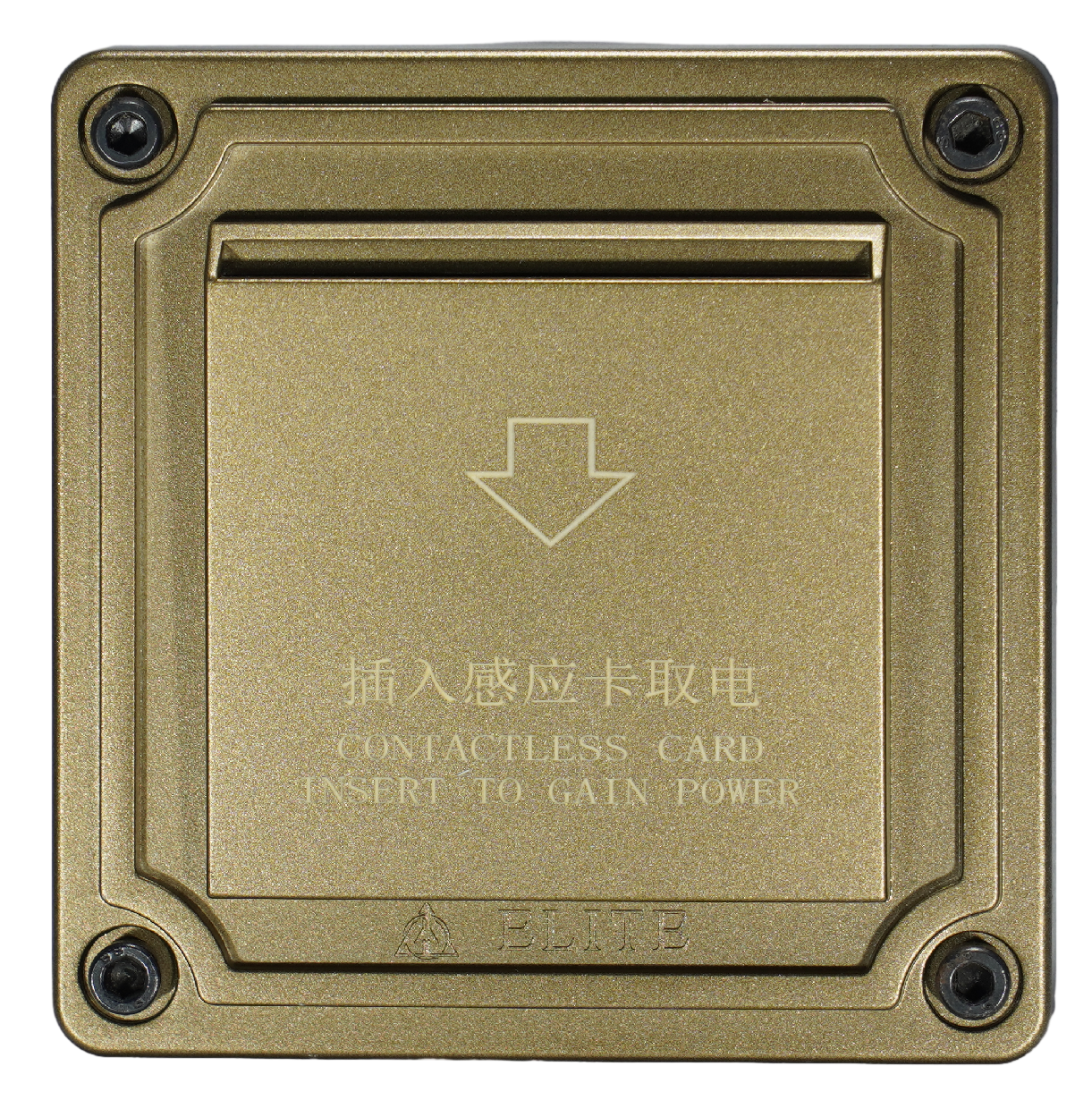Vintage gold key card energy saver panel front view